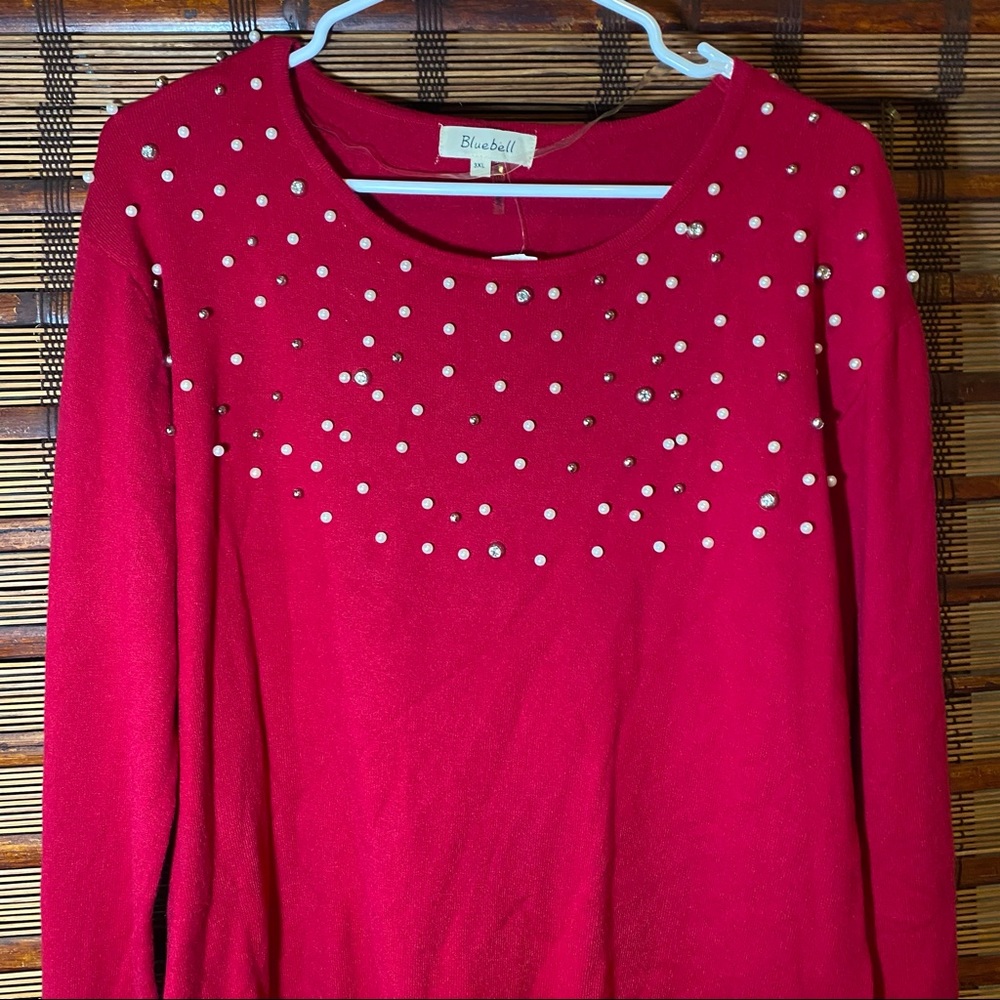 Beaded red sweater